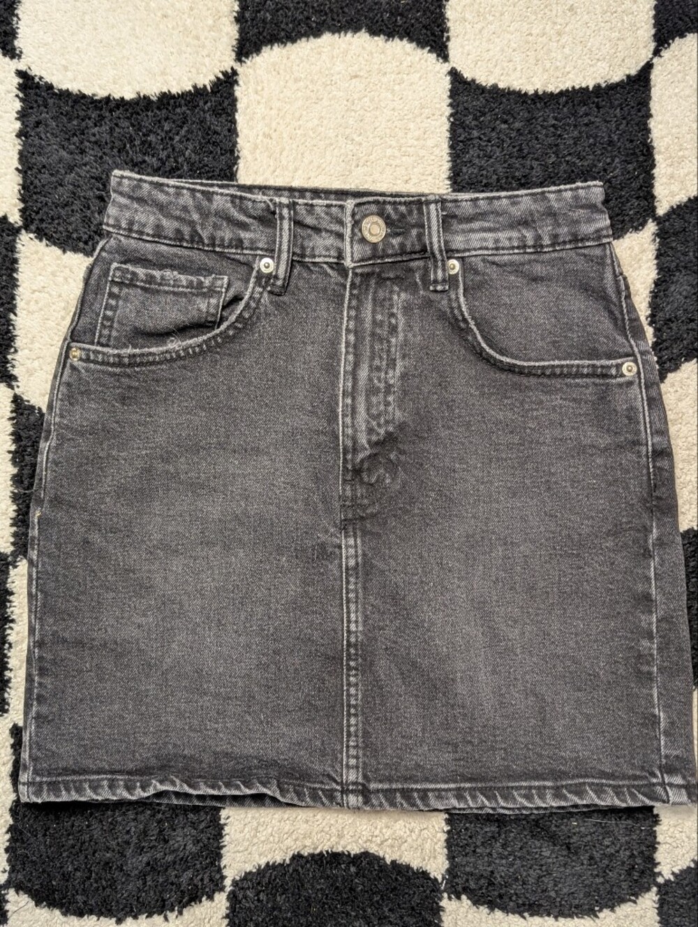 Zara Charcoal Black Denim Mini Skirt